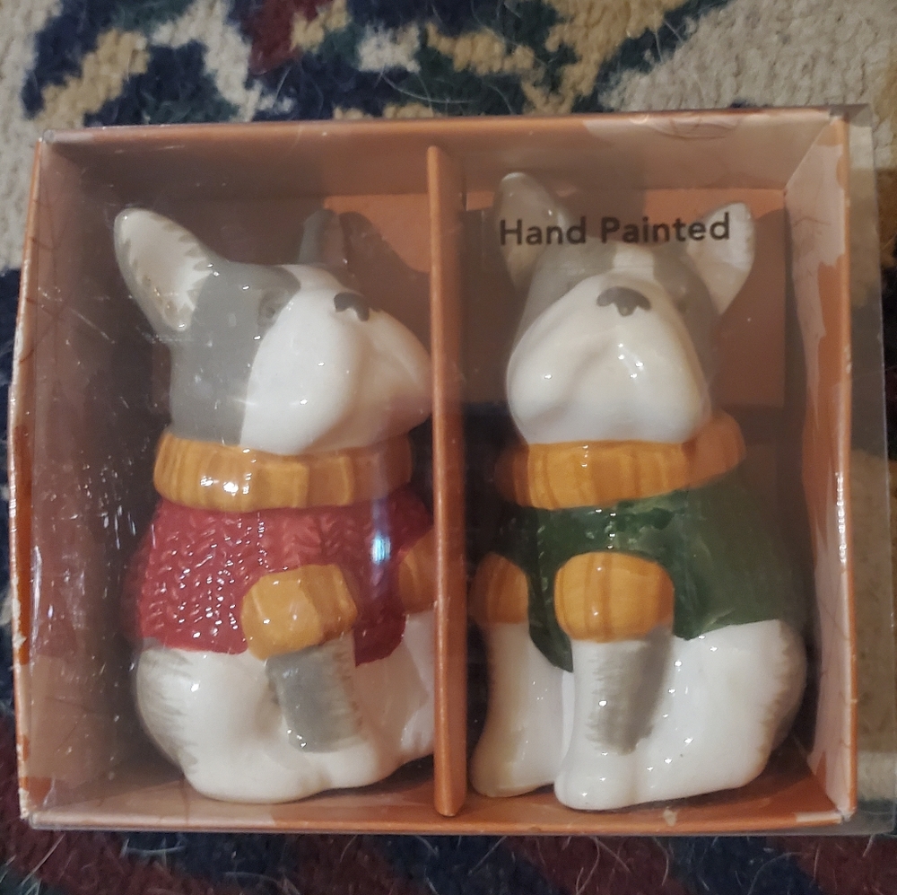 Bulldogs Dog in Sweaters Salt & Pepper Shakers
